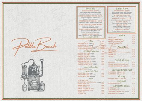 The Four-Ale Taproom menu. . Pebble beach bar menu